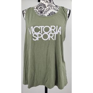 Victoria's Secret Sport Keyhole Back Tank Tee Top Olive Green Size Large Great